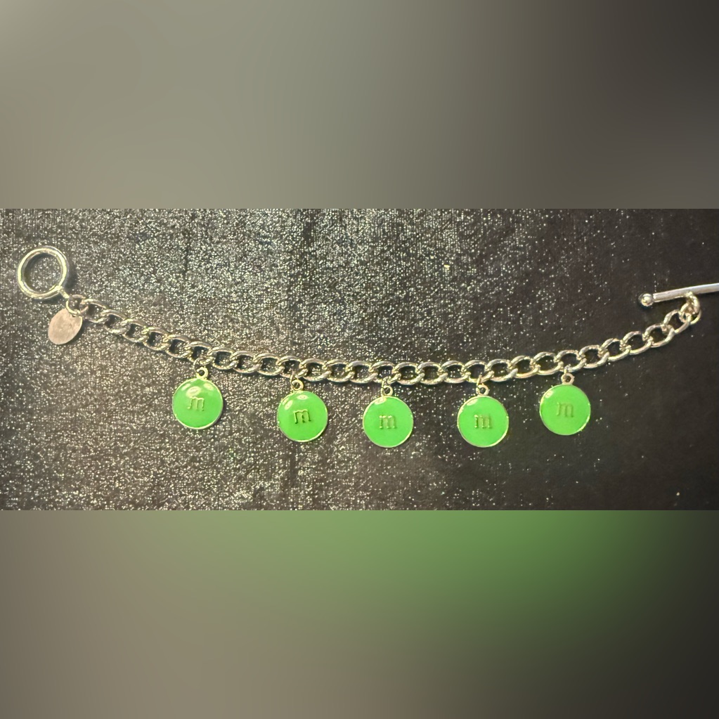Vintage Mars Green M&M Toggle Clasp Bracelet. New Never Worn!